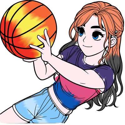 realistic girl playing basketball