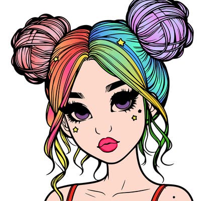 realistic girl with space buns