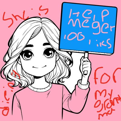 realistic girl holding up a sign