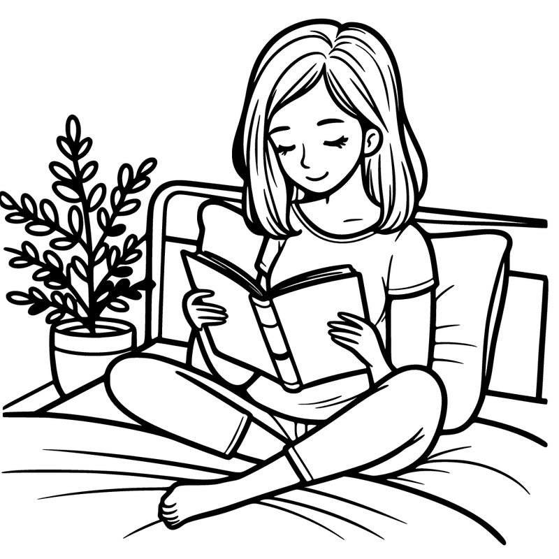 woman reading on her bed