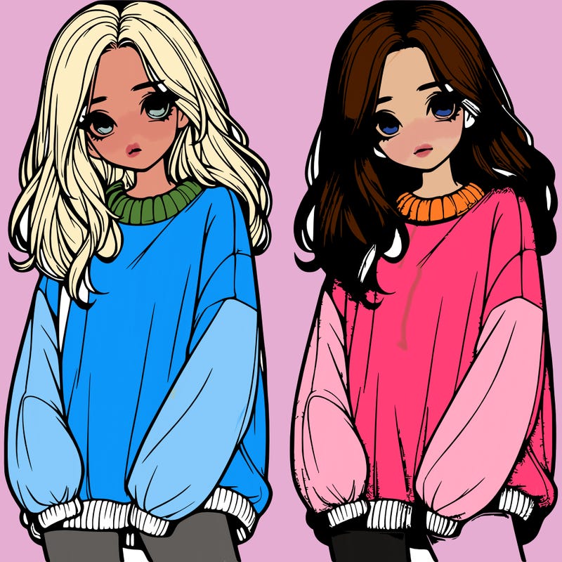 realistic girl with baggy sweater