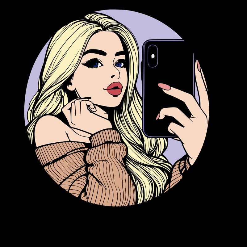 realistic girl taking mirror selfie beautiful