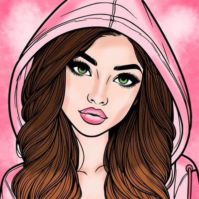 realistic beautiful girl with a hood on