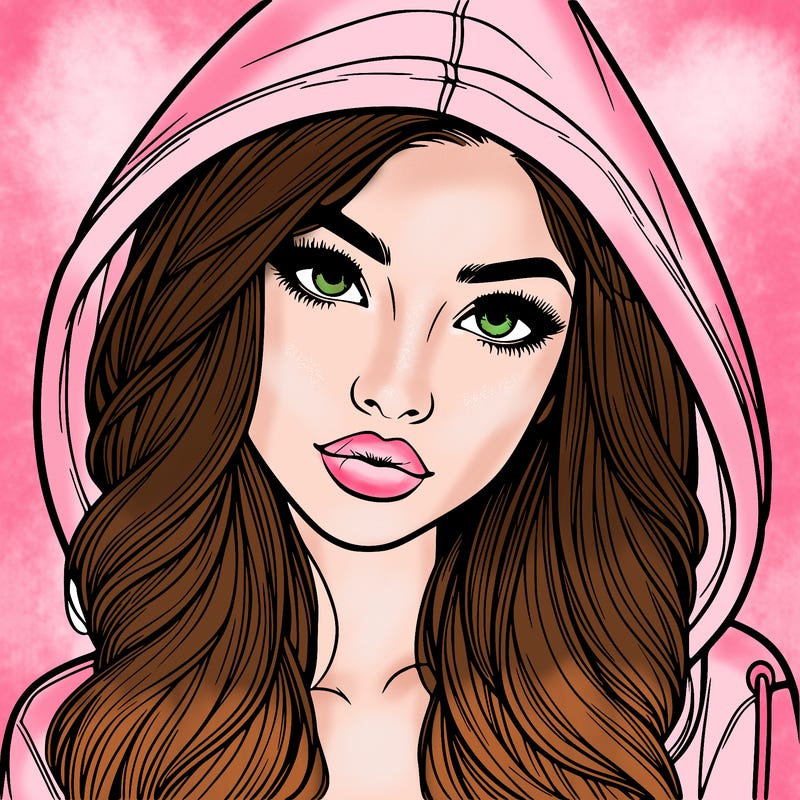 realistic beautiful girl with a hood on
