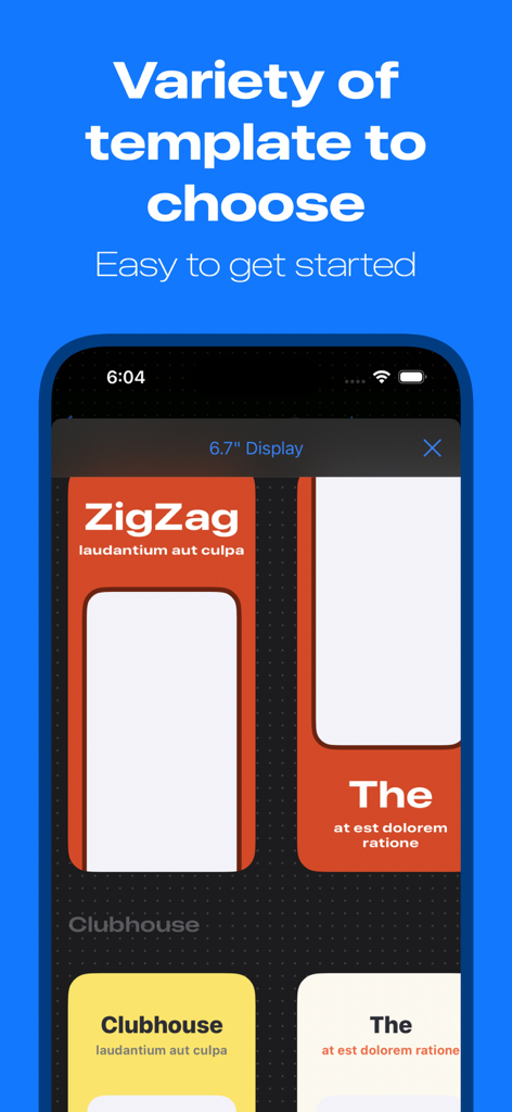 Screenshot Studio - App Mockup - Uma variedade de modelos predefinidos de capturas de tela de aplicativos no aplicativo Screenshot Studio.