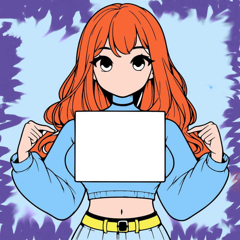 girl holding a blank sign in a long sleeve crop top