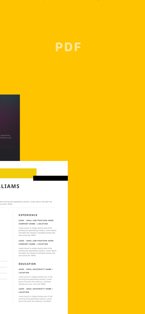 職務経歴と学歴セクションを含むプロフェッショナルな履歴書テンプレートプレビュー