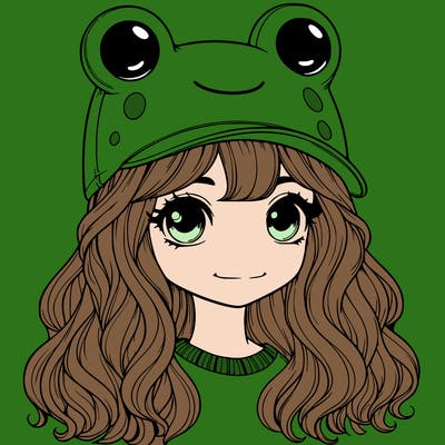 realistic girl in a frog hat