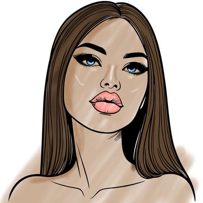 realistic woman with full lips