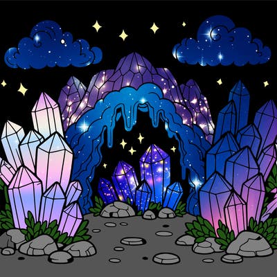 a cave with magic crystals