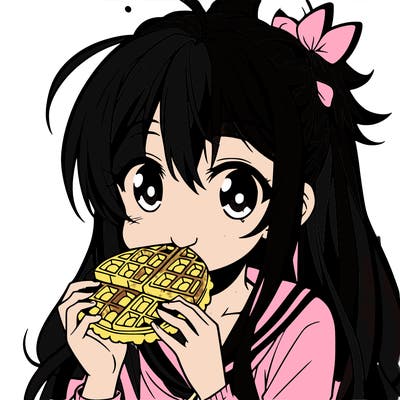 anime eating waffle