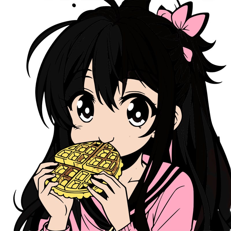 anime eating waffle