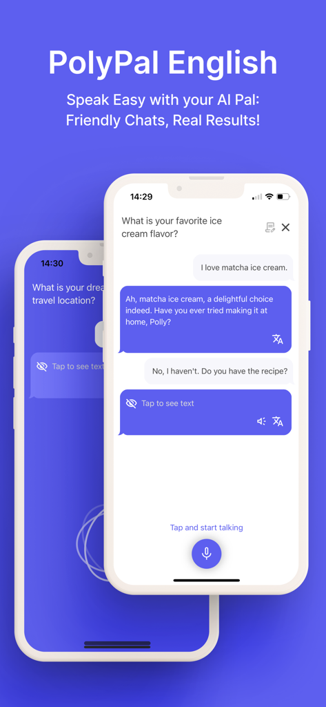 PolyPal English: Speak AI Chat - PolyPal English app interface showing AI chat conversation for English speaking practice