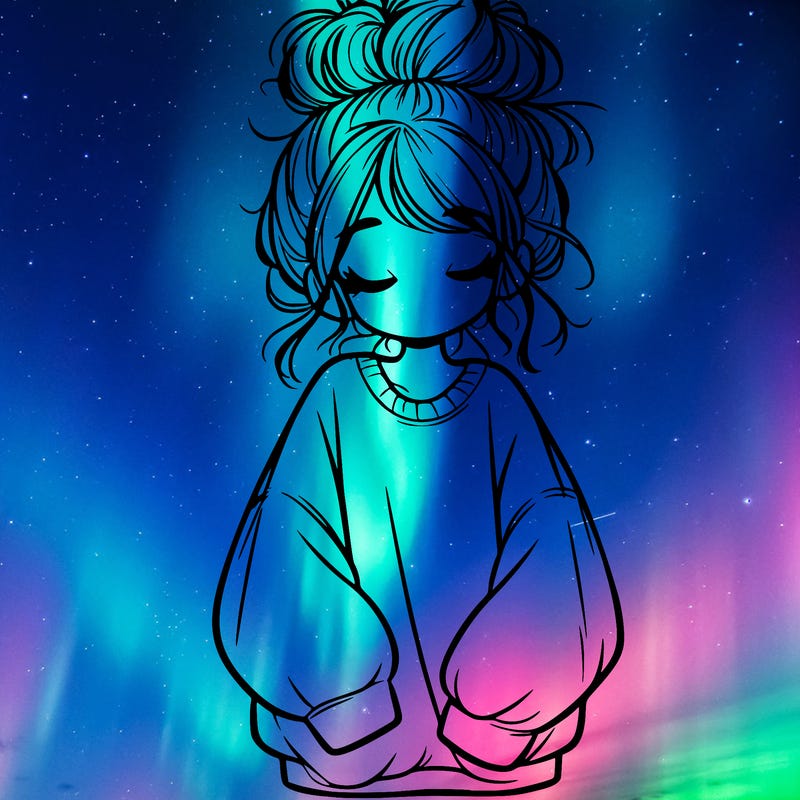 girl with baggy sweatshirt and messy bun