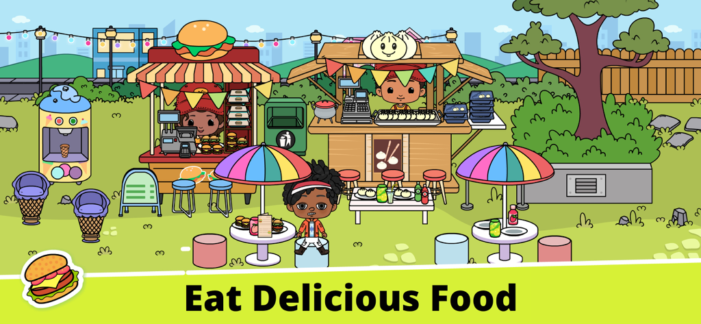 Tizi My World Avatar City Life - Avatare managen Essensstände und essen im Freien in Tizi My World
