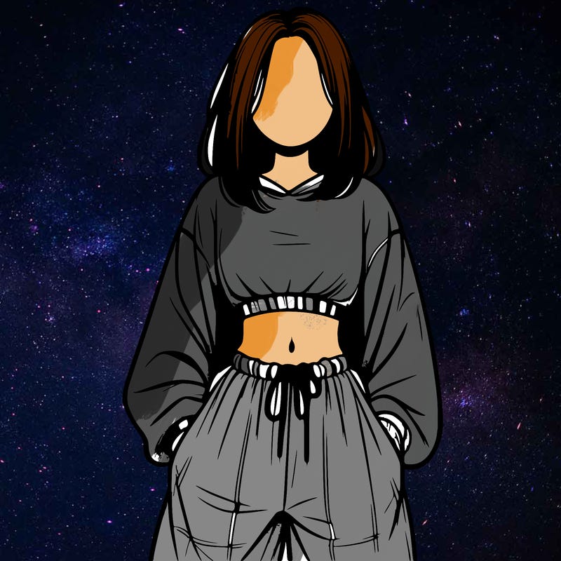 realistic girl faceless with baggy pants and a crop top