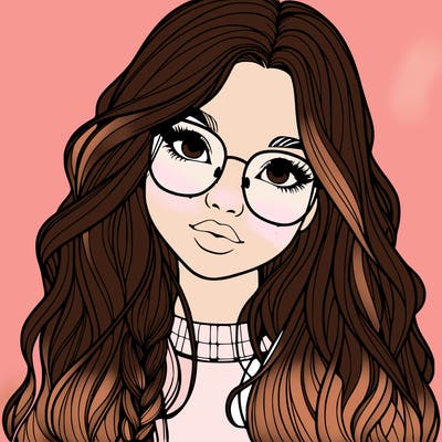 girl with long hair and freckles and glasses realistic