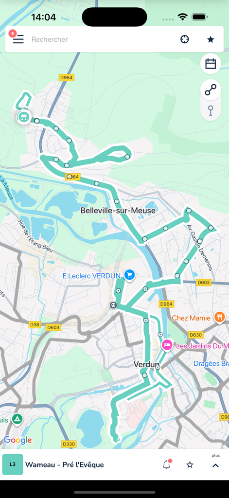 Zenbus - Zenbus mobile app displaying real time bus tracking and route on a map