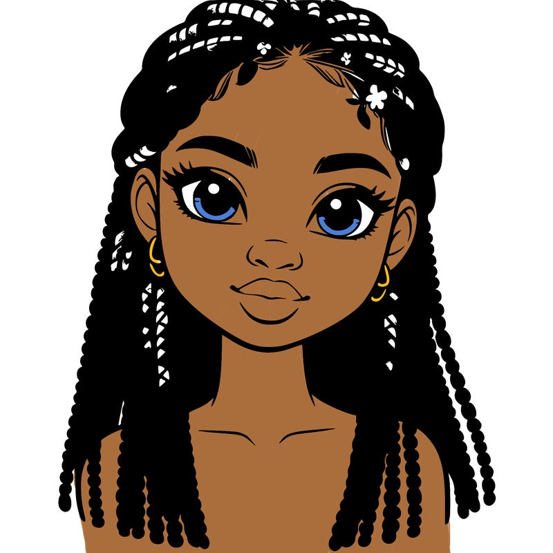 a realistic black girl with braids