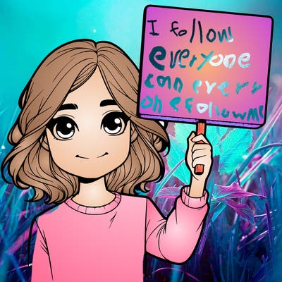 realistic girl holding up a sign