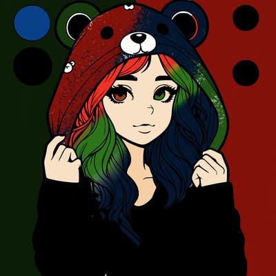 realistic girl in a animal pjs hoodie