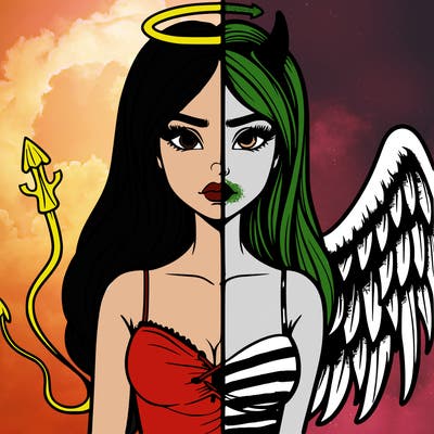 devil vs angel realistic girl