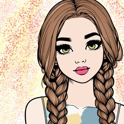 realistic girl with braids