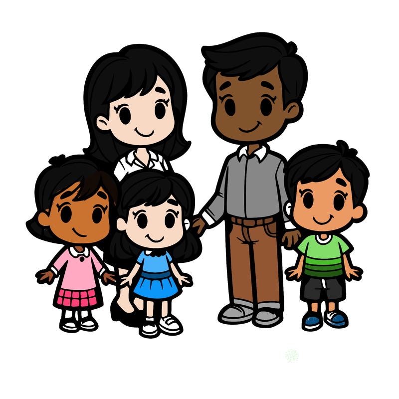 mom, dad, son, daughter and daughter