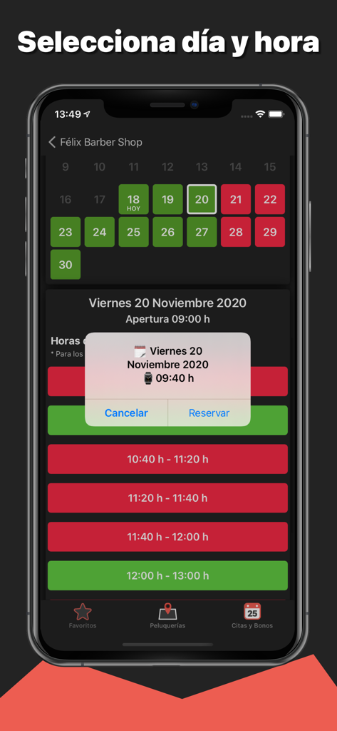GoBarber app screen showing date and time selection for a barber appointment