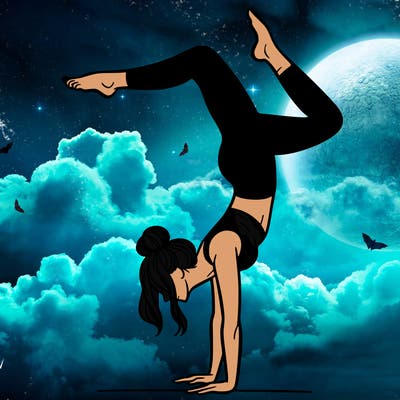 a woman doing a handstand