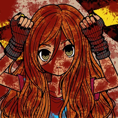 long haired girl with fingerless gloves