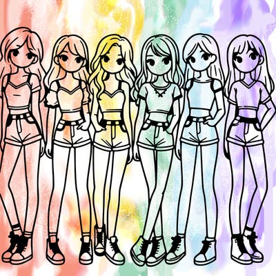 a group of girls wearing crop tops and shorts