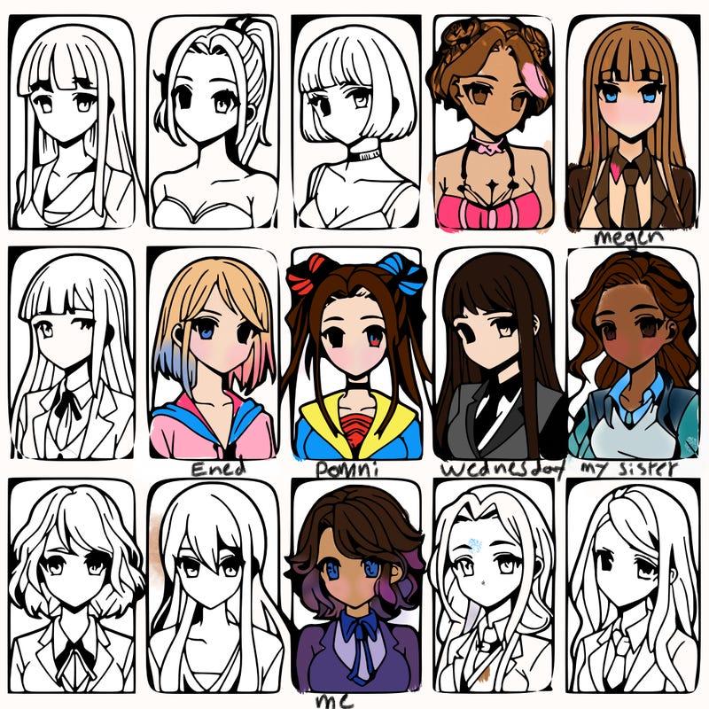 girls that look diffrent anime