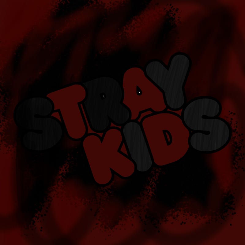 bubble letters saying stray kids