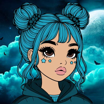 realistic girl with space buns