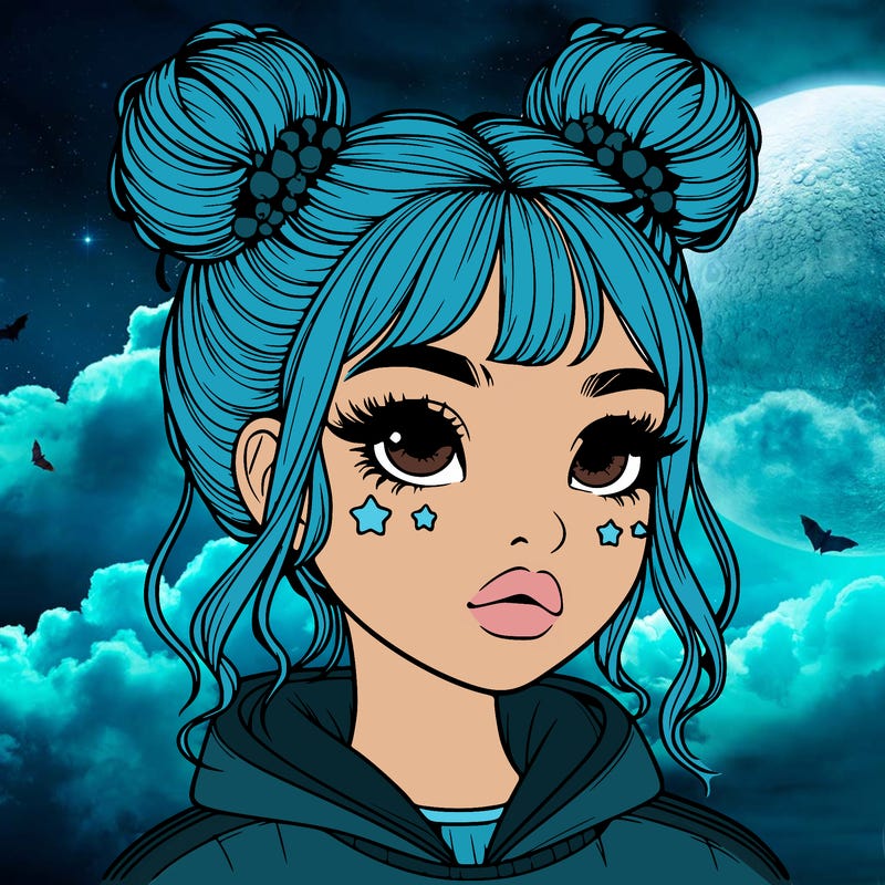 realistic girl with space buns
