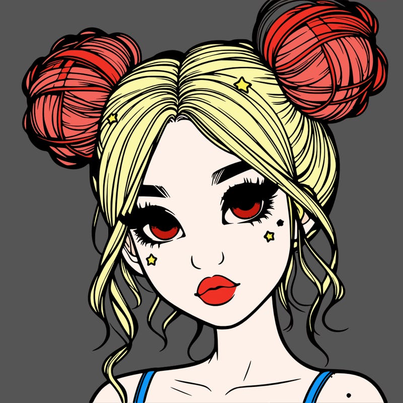 realistic girl with space buns