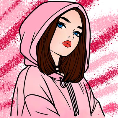 a realistic girl in a hoodie