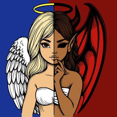 realistic angel half demon