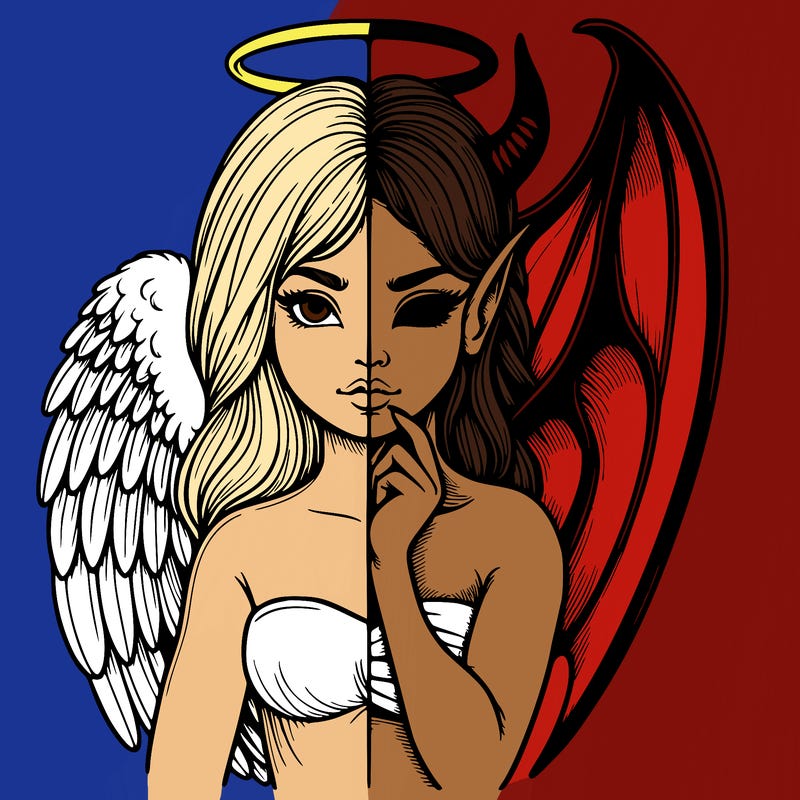 realistic angel half demon