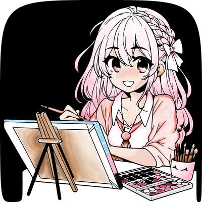 manga girl doing art
