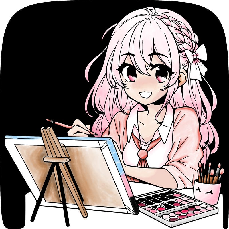 manga girl doing art