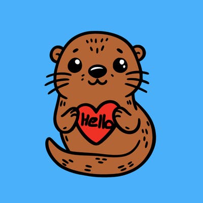 otter with a heart