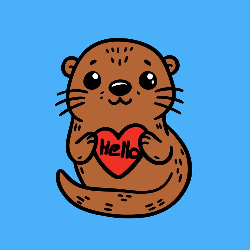 otter with a heart