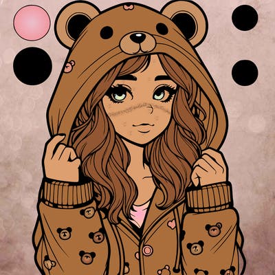 realistic girl in a animal pjs hoodie