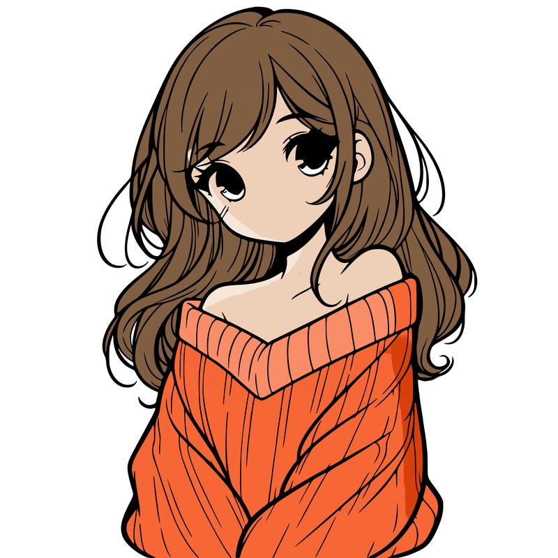 shy pretty girl wearing a sweater that is falling off one shoulder portrait