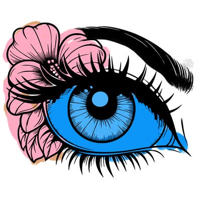 realistic eye with flower