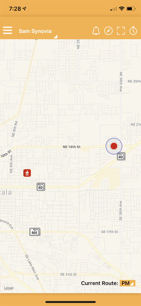 Real-time school bus tracking map showing bus location and PM route