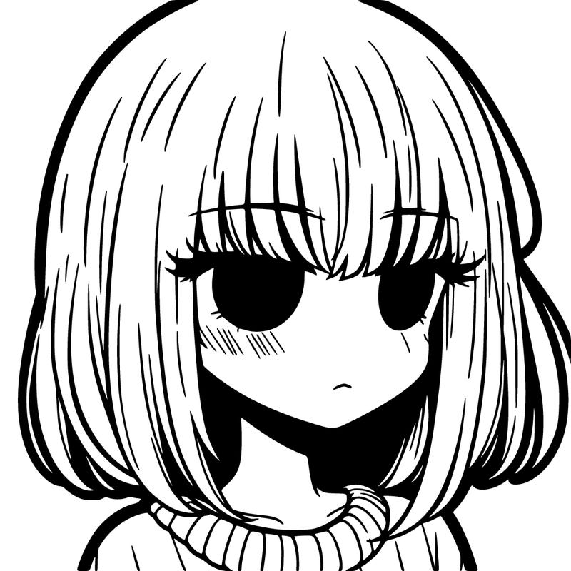 manga girl with bangs covering her left eye