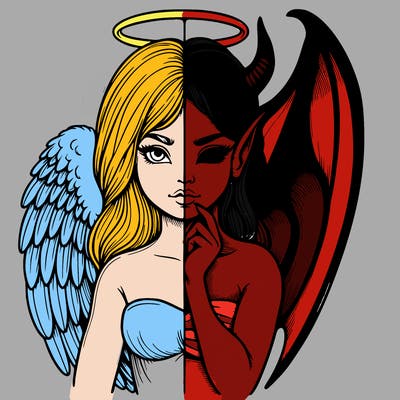 realistic angel half demon